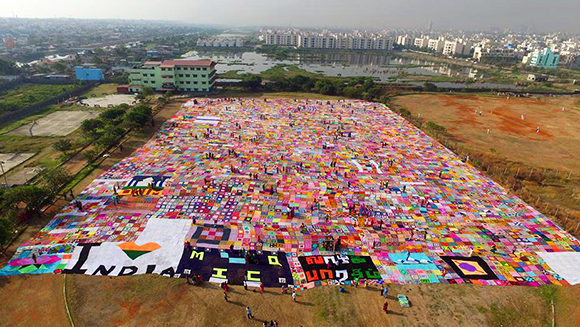 Largest-crochet-blanket-laid-out